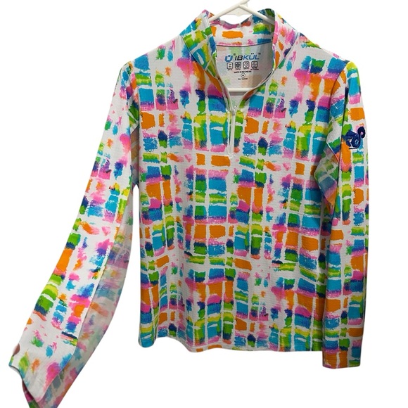 IBKUL Tops - IBKÜL Women Long Sleeve Quarter Zip Top Abstract Outdoor Golf Pickleball Size M